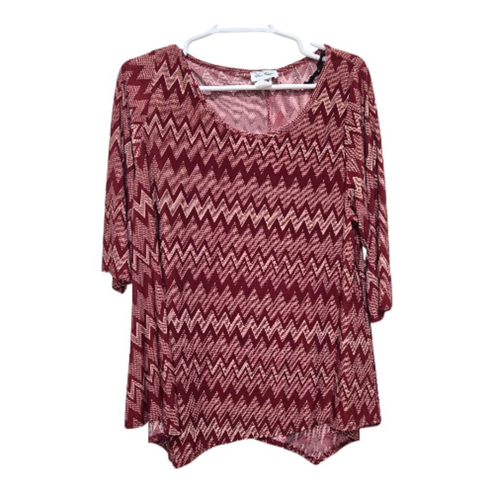 Star Vixen 2X Chevron Print Swing Tunic Red Plus